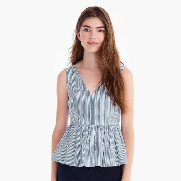 J. Crew Striped Sleeveless Poplin Cotton Top *Size 2* - Picture 1 of 8